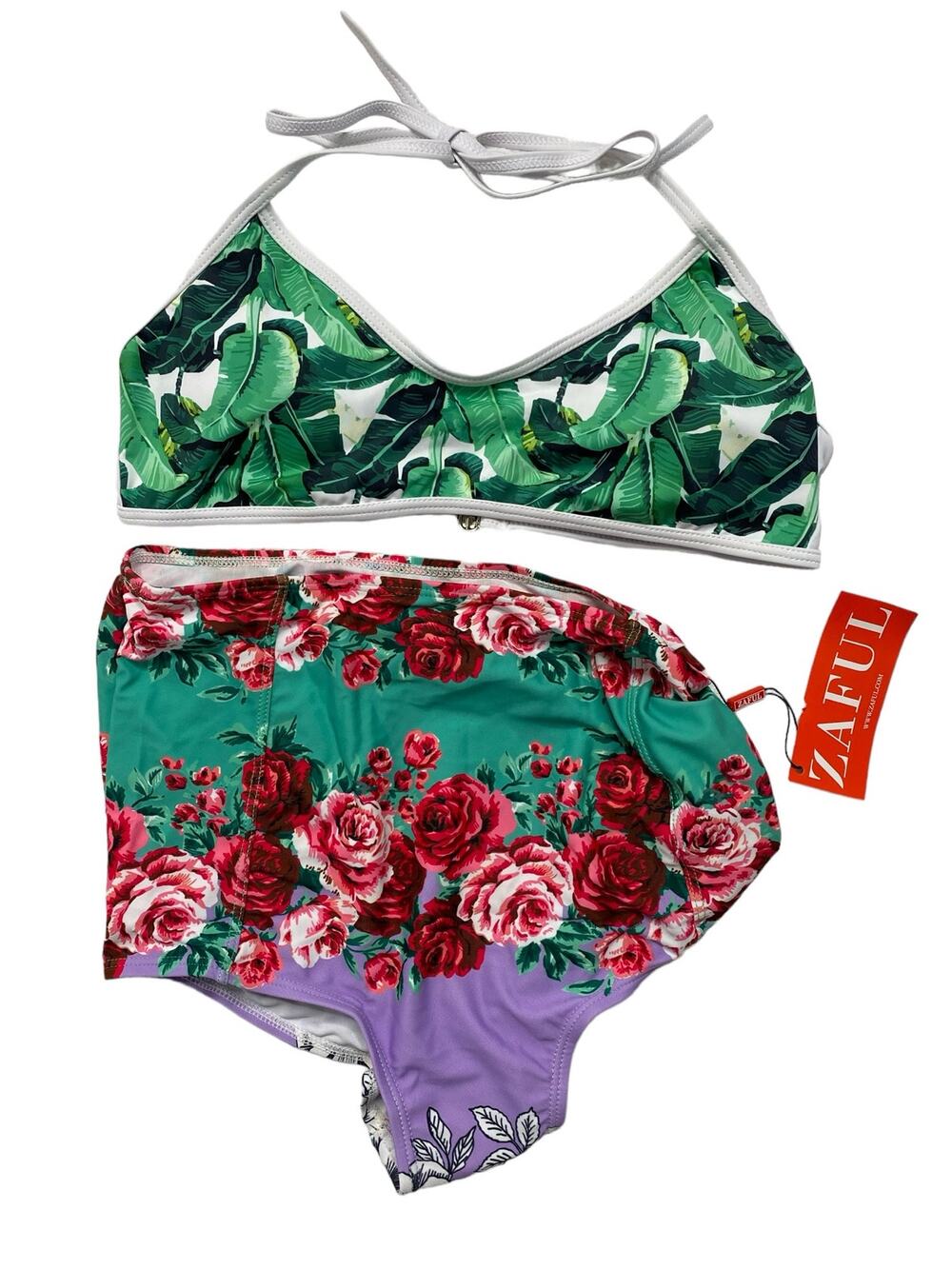 ZAFUL *NEW* Floral 2-piece Bathing Suit Bikini Size XL Womens Tropical Palm